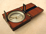 19th century mahogany cased surveying compass with dual sight vanes